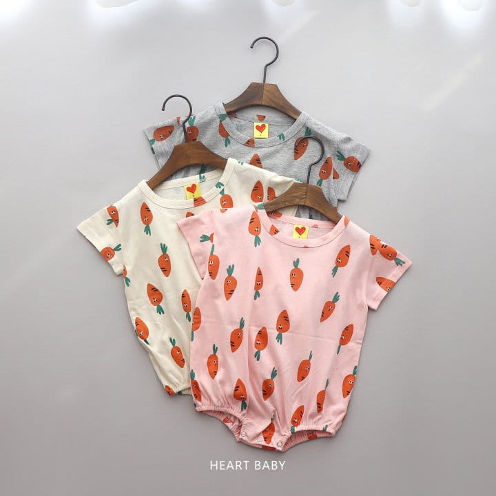 Heart Baby - Korean Children Fashion - #magicofchildhood - Carrot Short Sleeve Body Suit - 2