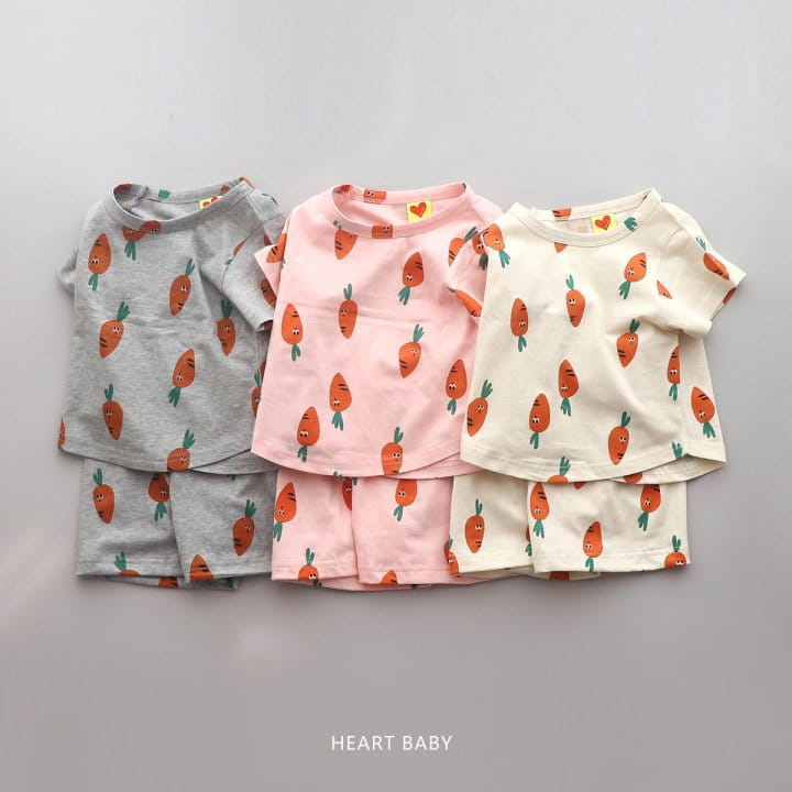 Heart Baby - Korean Children Fashion - #magicofchildhood - Carrot Short Sleeve Top Bottom Set