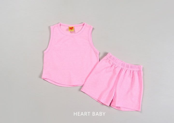 Heart Baby - Korean Children Fashion - #minifashionista - Macaroon Sleevelss Top Bottom Set - 10