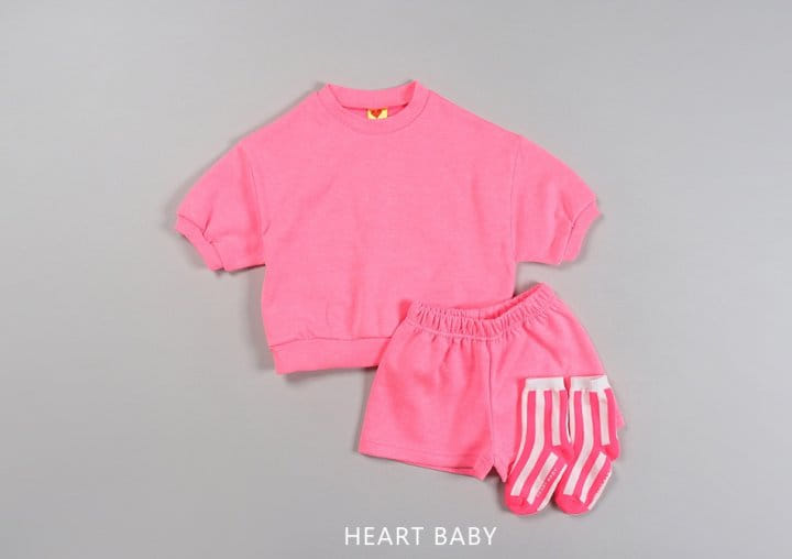 Heart Baby - Korean Children Fashion - #minifashionista - Neon Crayon Short Sleeve Top Bottom Set - 9