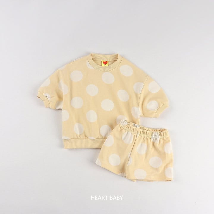 Heart Baby - Korean Children Fashion - #todddlerfashion - Big Dot Short Sleeve Top Bottom Set - 9