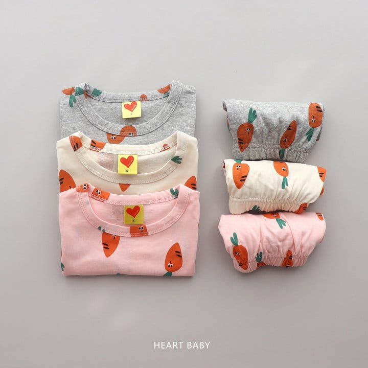 Heart Baby - Korean Children Fashion - #prettylittlegirls - Carrot Short Sleeve Top Bottom Set - 4