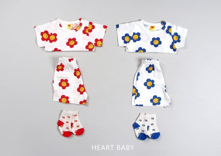 Heart Baby - Korean Children Fashion - #todddlerfashion - Daisy Short Sleeve Top Bottom Set - 2