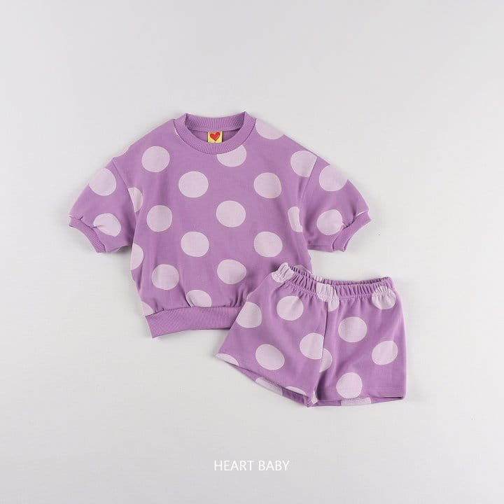 Heart Baby - Korean Children Fashion - #toddlerclothing - Big Dot Short Sleeve Top Bottom Set - 10