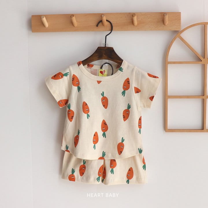 Heart Baby - Korean Children Fashion - #toddlerclothing - Carrot Short Sleeve Top Bottom Set - 5