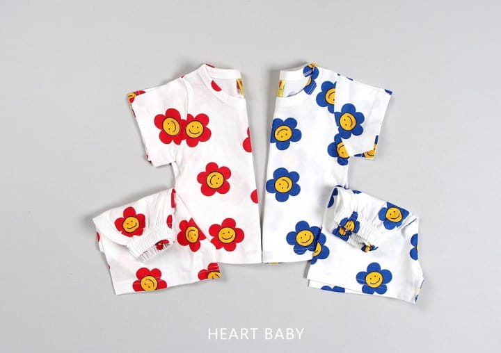 Heart Baby - Korean Children Fashion - #toddlerclothing - Daisy Short Sleeve Top Bottom Set - 3