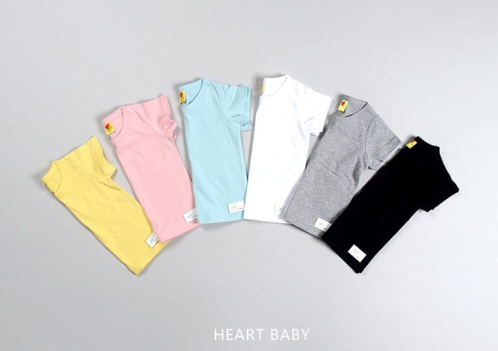 Heart Baby - Korean Children Fashion - #toddlerclothing - Heart Short Sleeve Tee