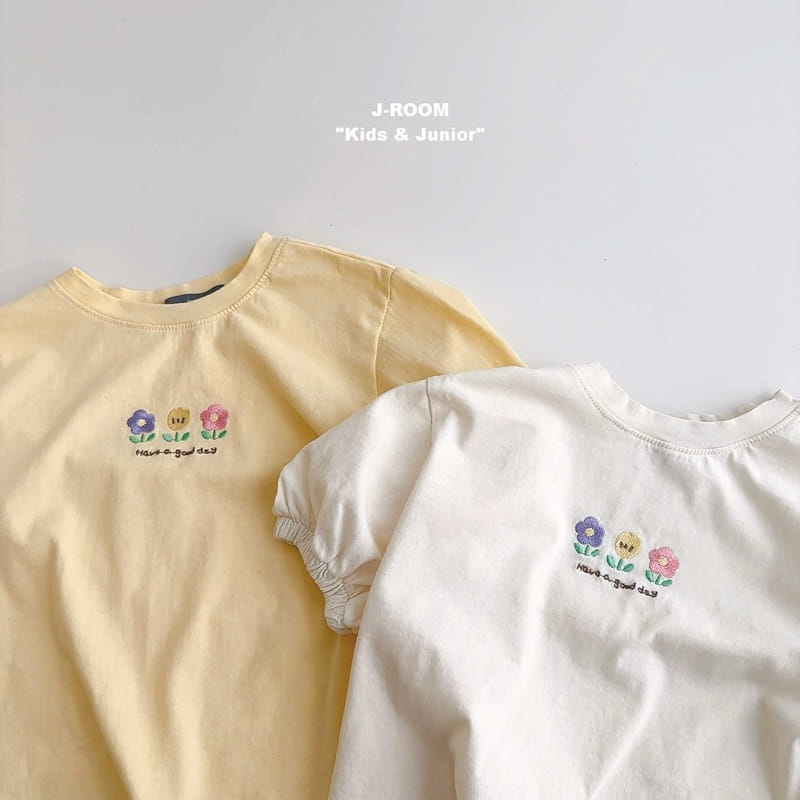 J-Room - Korean Children Fashion - #stylishchildhood - Embroidery Shirring Tee - 4