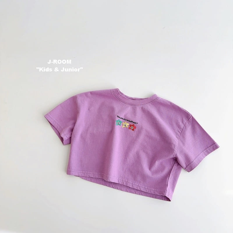 J-Room - Korean Children Fashion - #discoveringself - Flower Embroidery Crop Tee - 9