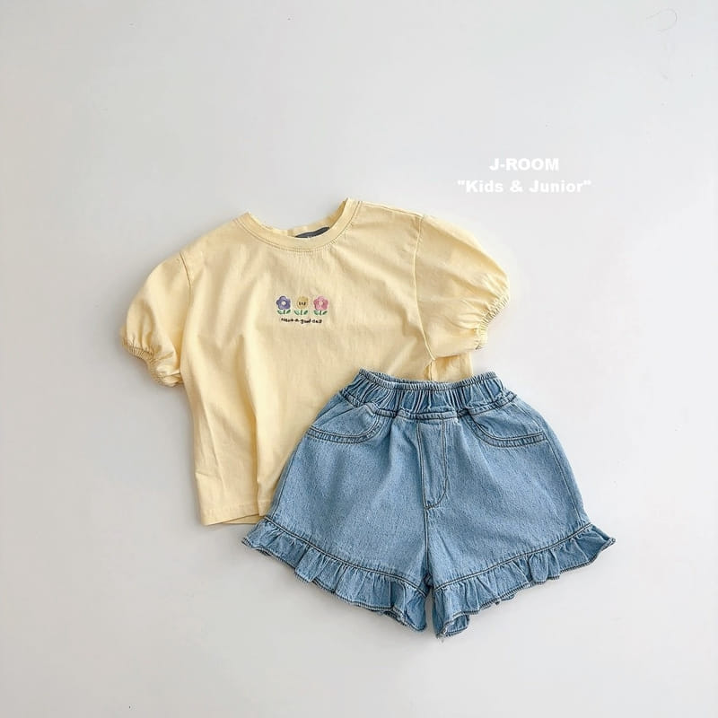 J-Room - Korean Children Fashion - #kidsshorts - Frill Denim Pants - 5