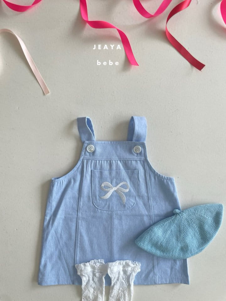 Jeaya & Mymi - Korean Baby Fashion - #babyboutiqueclothing - Ribbon Dungarees One-Piece - 2