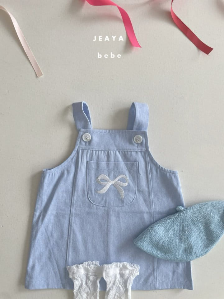 Jeaya & Mymi - Korean Baby Fashion - #babyclothing - Ribbon Dungarees One-Piece - 4