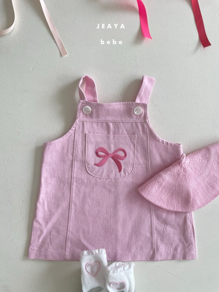 Jeaya & Mymi - Korean Baby Fashion - #babyfever - Ribbon Dungarees One-Piece - 5