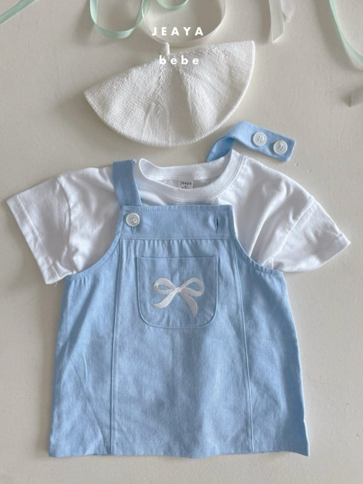 Jeaya & Mymi - Korean Baby Fashion - #babyoninstagram - Ribbon Dungarees One-Piece - 8