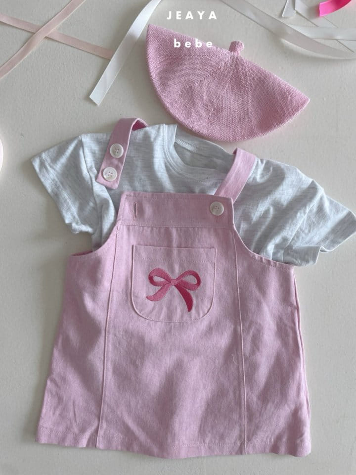 Jeaya & Mymi - Korean Baby Fashion - #babyootd - Ribbon Dungarees One-Piece - 9