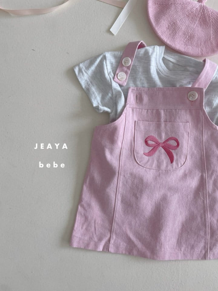 Jeaya & Mymi - Korean Baby Fashion - #babyoutfit - Ribbon Dungarees One-Piece - 10