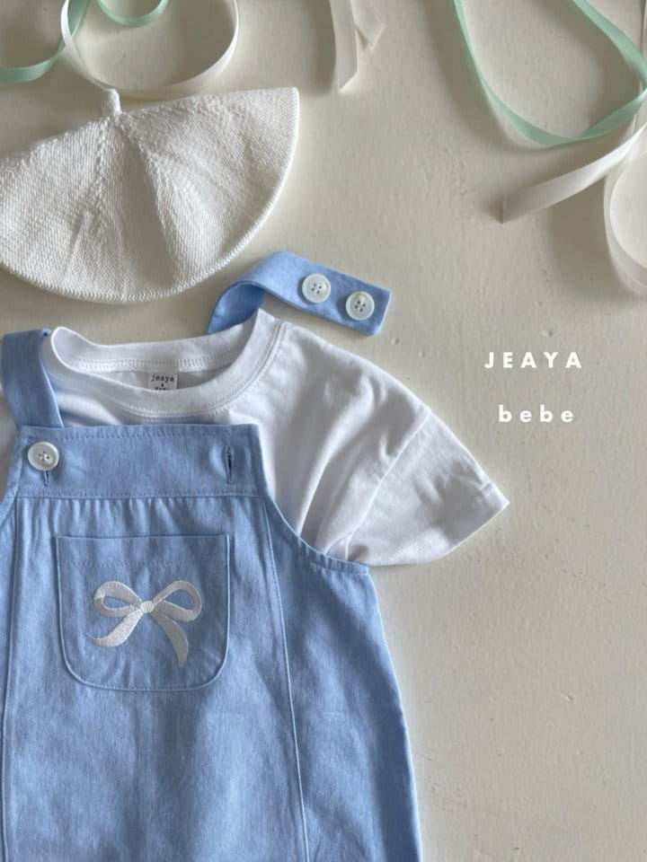 Jeaya & Mymi - Korean Baby Fashion - #babyoutfit - Ribbon Dungarees One-Piece - 11