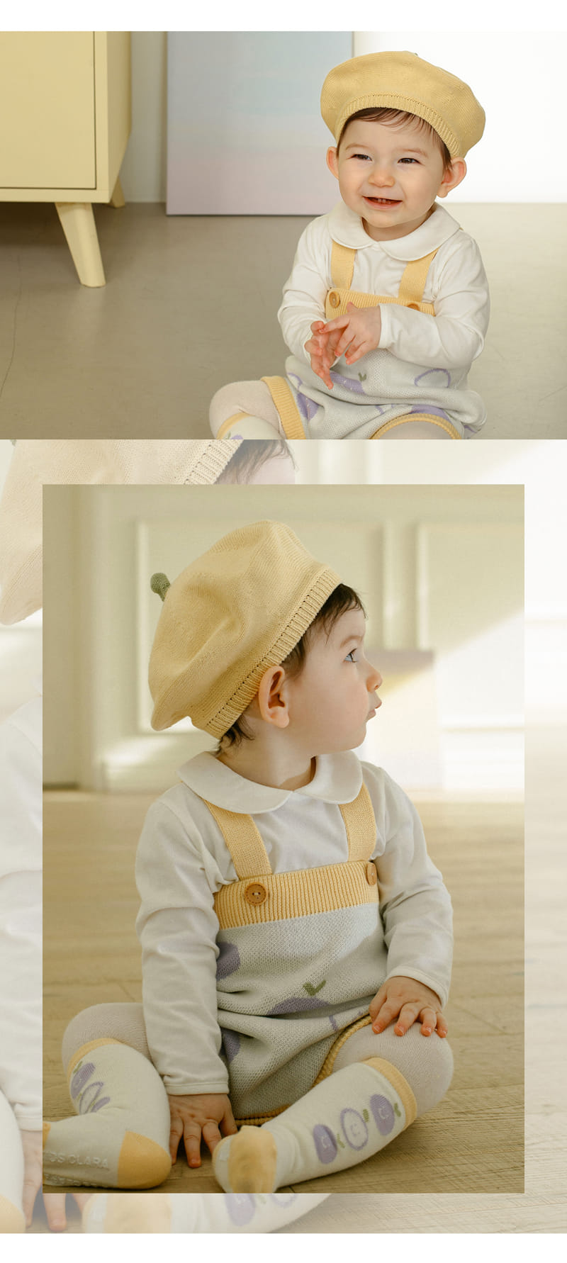 Kids Clara - Korean Baby Fashion - #babyfever - Yellow Berry Knit Baby Beret - 3