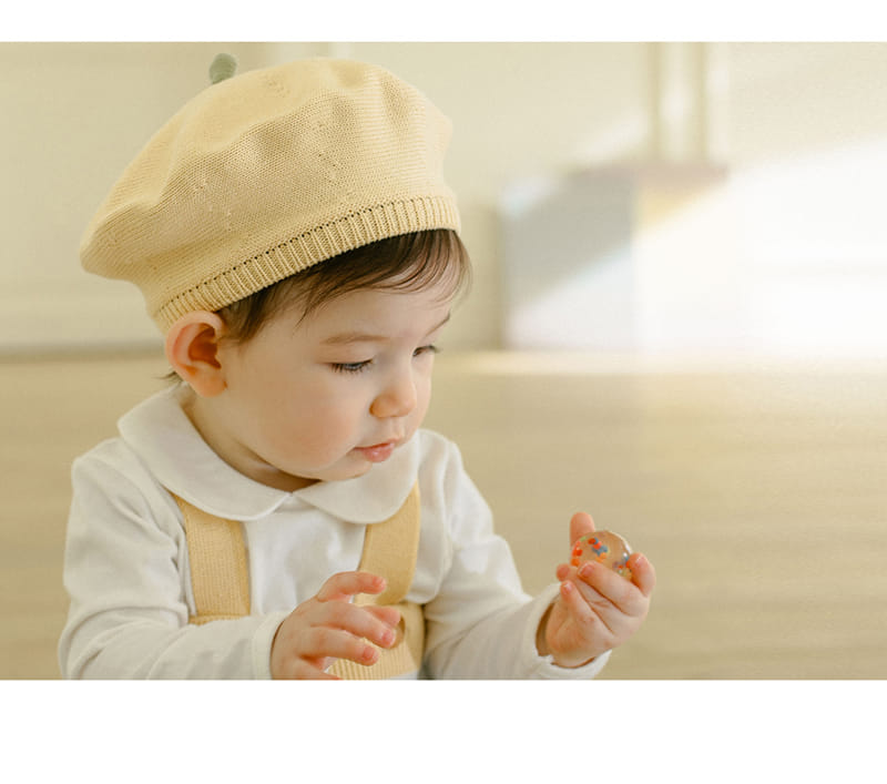 Kids Clara - Korean Baby Fashion - #babyfever - Yellow Berry Knit Baby Beret - 4