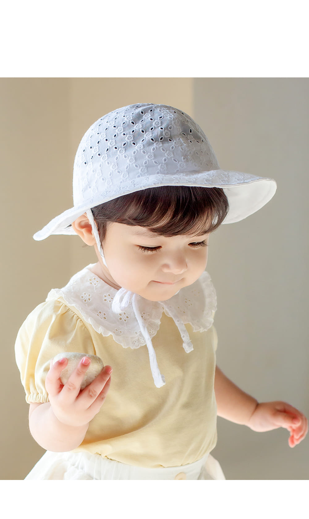 Kids Clara - Korean Baby Fashion - #babygirlfashion - Miru Eyelet Baby Sun Hat