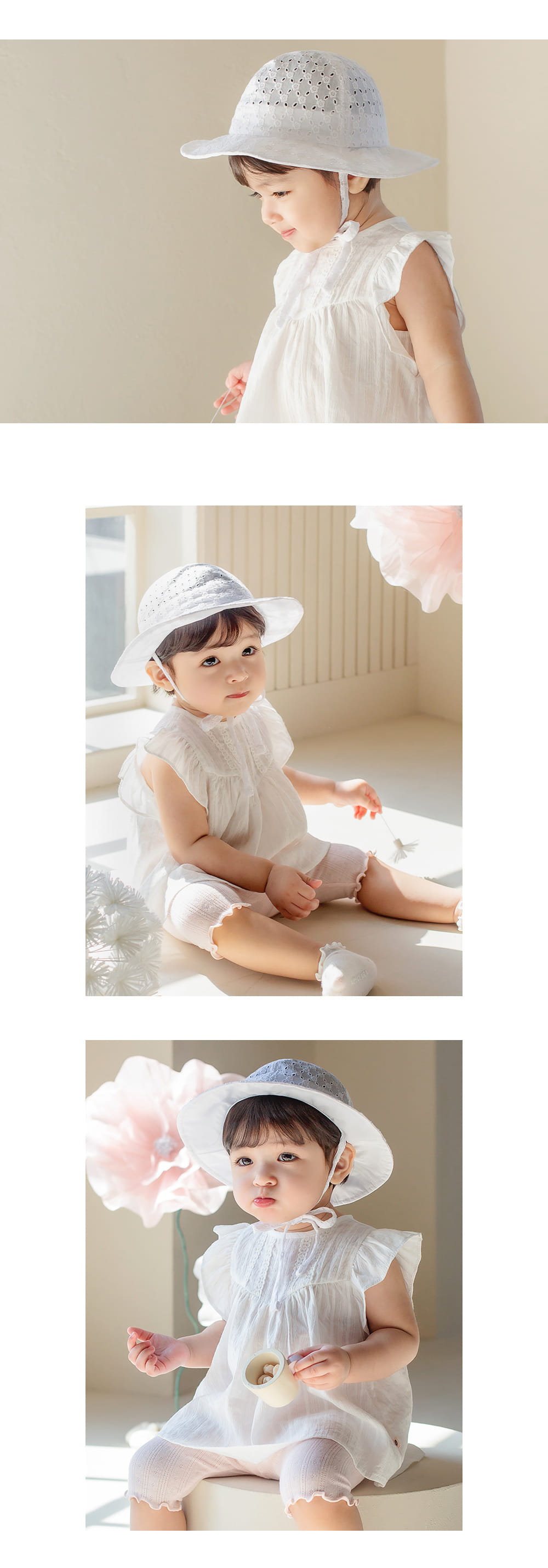 Kids Clara - Korean Baby Fashion - #babyoninstagram - Miru Eyelet Baby Sun Hat - 3