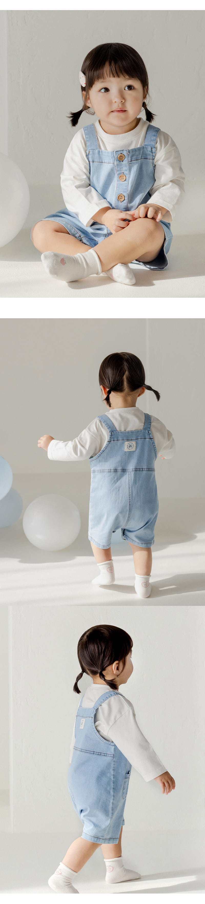 Kids Clara - Korean Baby Fashion - #onlinebabyshop - Glow Denim Baby Dungarees Pants - 5