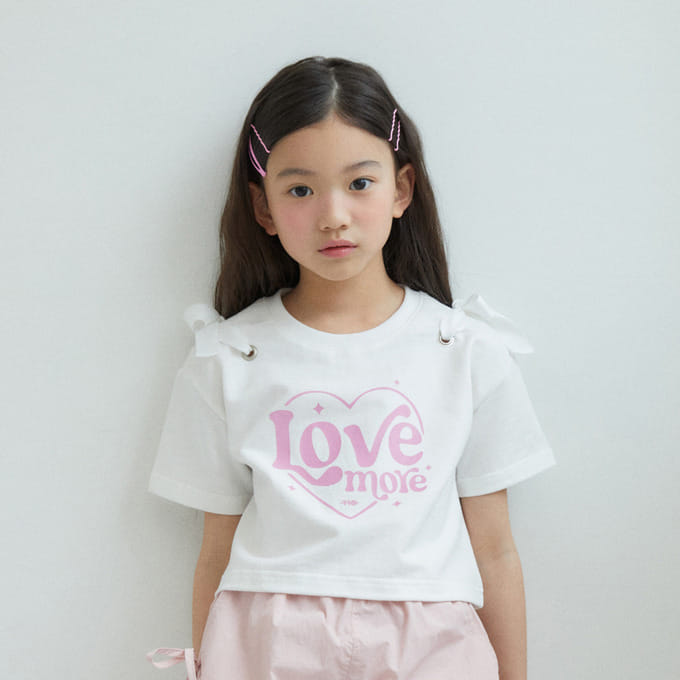 Kokoyarn - Korean Children Fashion - #kidzfashiontrend - Heart More Ribbon Tee