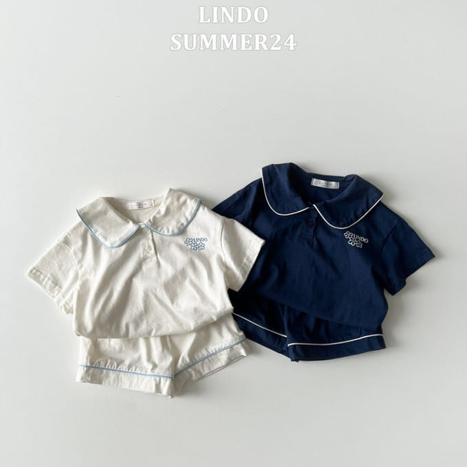 Lindo - Korean Children Fashion - #childrensboutique - Day Collar Top Bottom Set