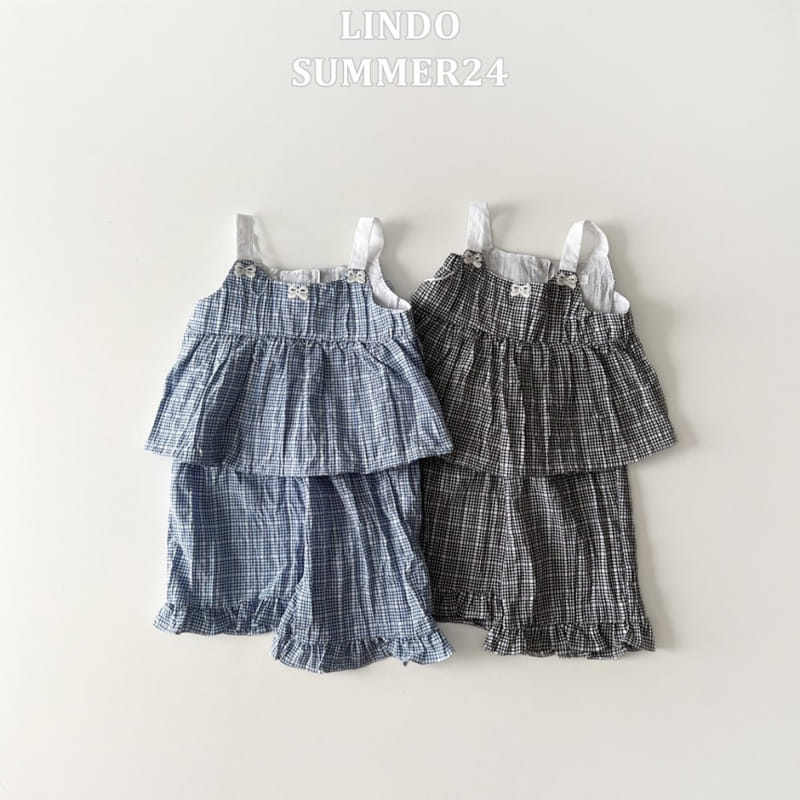 Lindo - Korean Children Fashion - #discoveringself - Weahas Check Top Bottom Set - 2