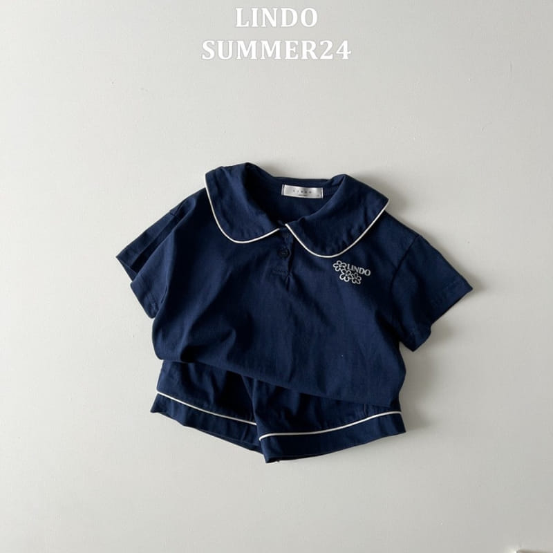 Lindo - Korean Children Fashion - #kidsshorts - Day Collar Top Bottom Set - 5