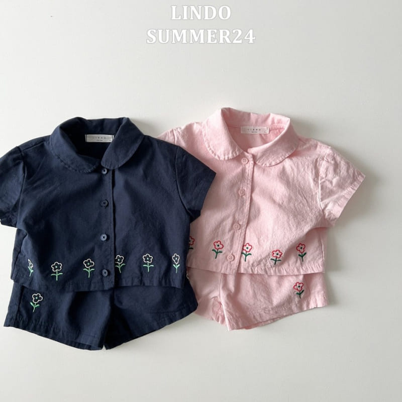 Lindo - Korean Children Fashion - #magicofchildhood - Garden Collar Embroidery Top Bottom Set - 5