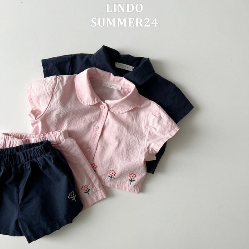 Lindo - Korean Children Fashion - #stylishchildhood - Garden Collar Embroidery Top Bottom Set - 10