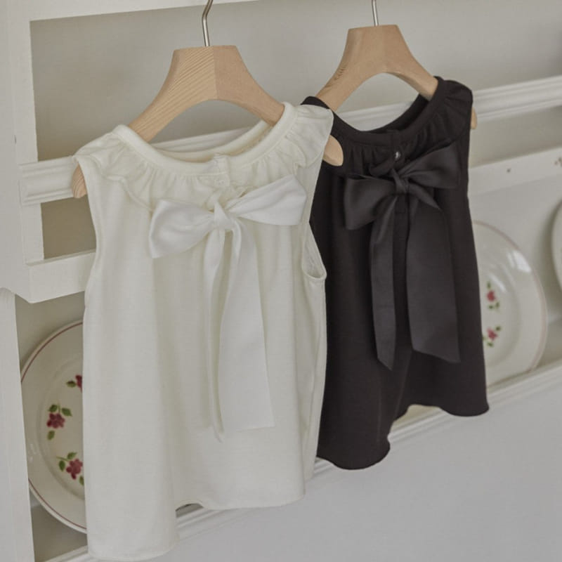 Lolobole - Korean Children Fashion - #childofig - Big Ribbon Sleeveless Tee - 4