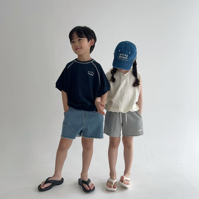 Made Studio - Korean Children Fashion - #kidsstore - Stitch Short Sleeve Sweatshirt