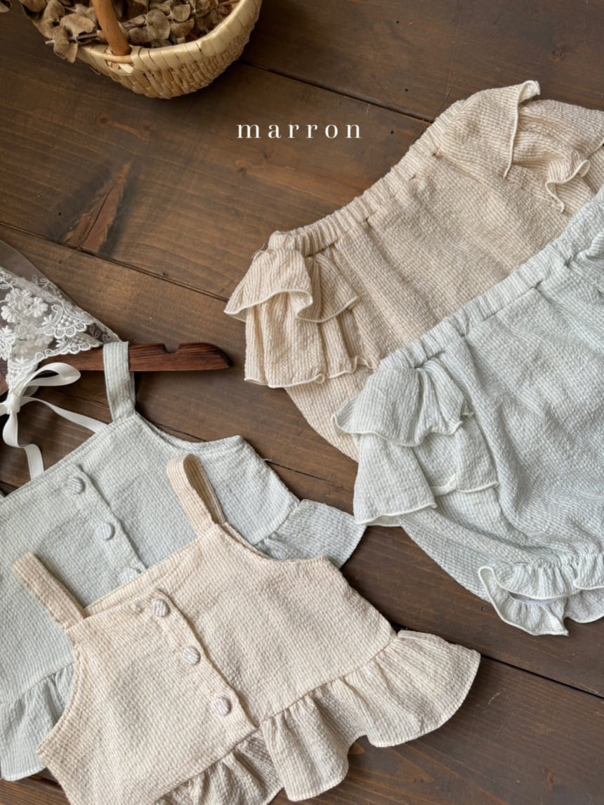 Marron Kid - Korean Baby Fashion - #babyoutfit - Bebe Picnic Top Bottoms Set