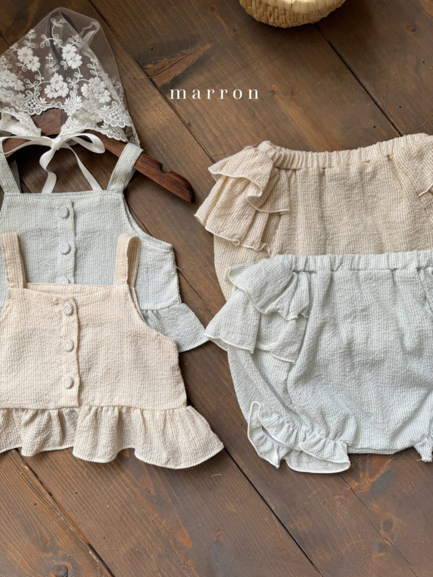 Marron Kid - Korean Baby Fashion - #babywear - Bebe Picnic Top Bottoms Set - 2