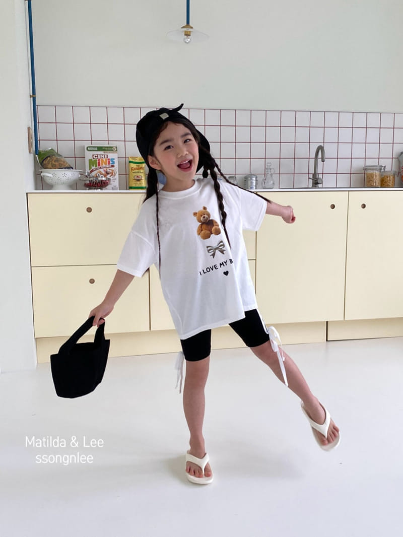 Matilda & Lee - Korean Children Fashion - #Kfashion4kids - Two Line Ribbon Short Leggings - 10