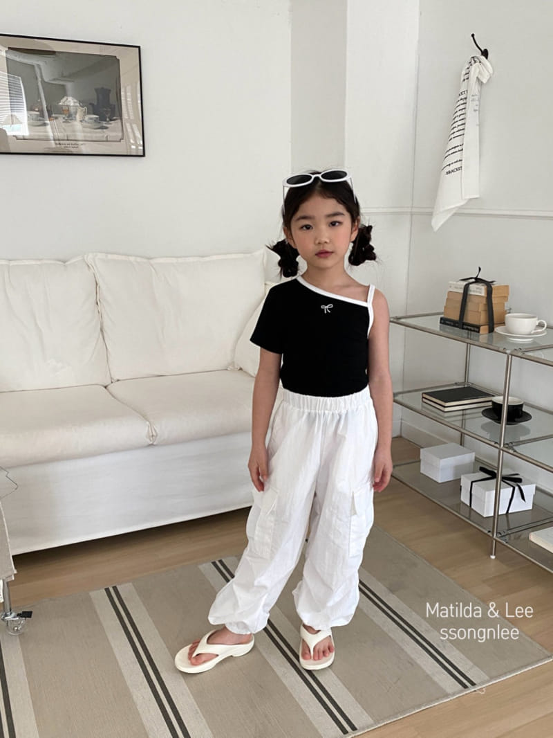 Matilda & Lee - Korean Children Fashion - #kidzfashiontrend - Ribbon Short Sleeve Shoulder Slit Tee - 4