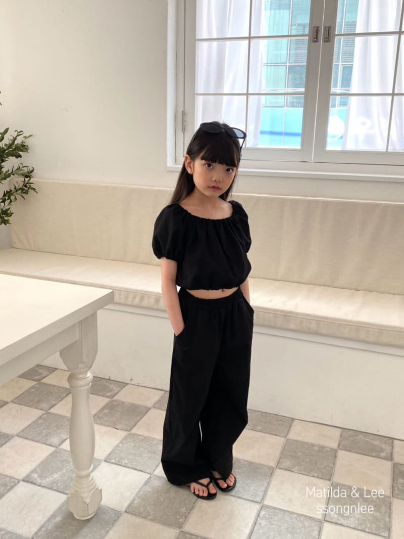 Matilda & Lee - Korean Children Fashion - #fashionkids - Crop Banding Pants Top Bottom Set - 3