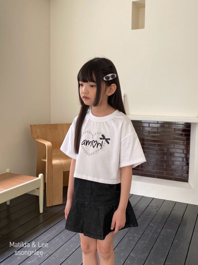 Matilda & Lee - Korean Children Fashion - #kidsstore - Pearl Heart Crop Tee - 11