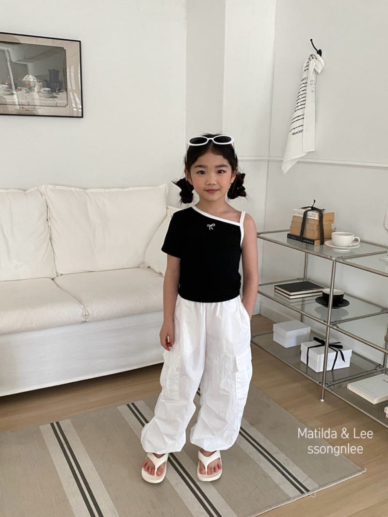 Matilda & Lee - Korean Children Fashion - #kidzfashiontrend - Ribbon Short Sleeve Shoulder Slit Tee - 3