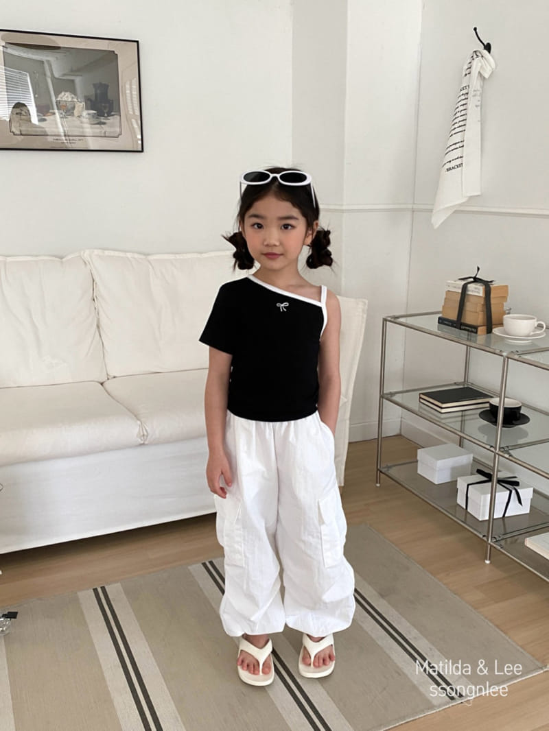 Matilda & Lee - Korean Children Fashion - #littlefashionista - Ribbon Short Sleeve Shoulder Slit Tee - 5