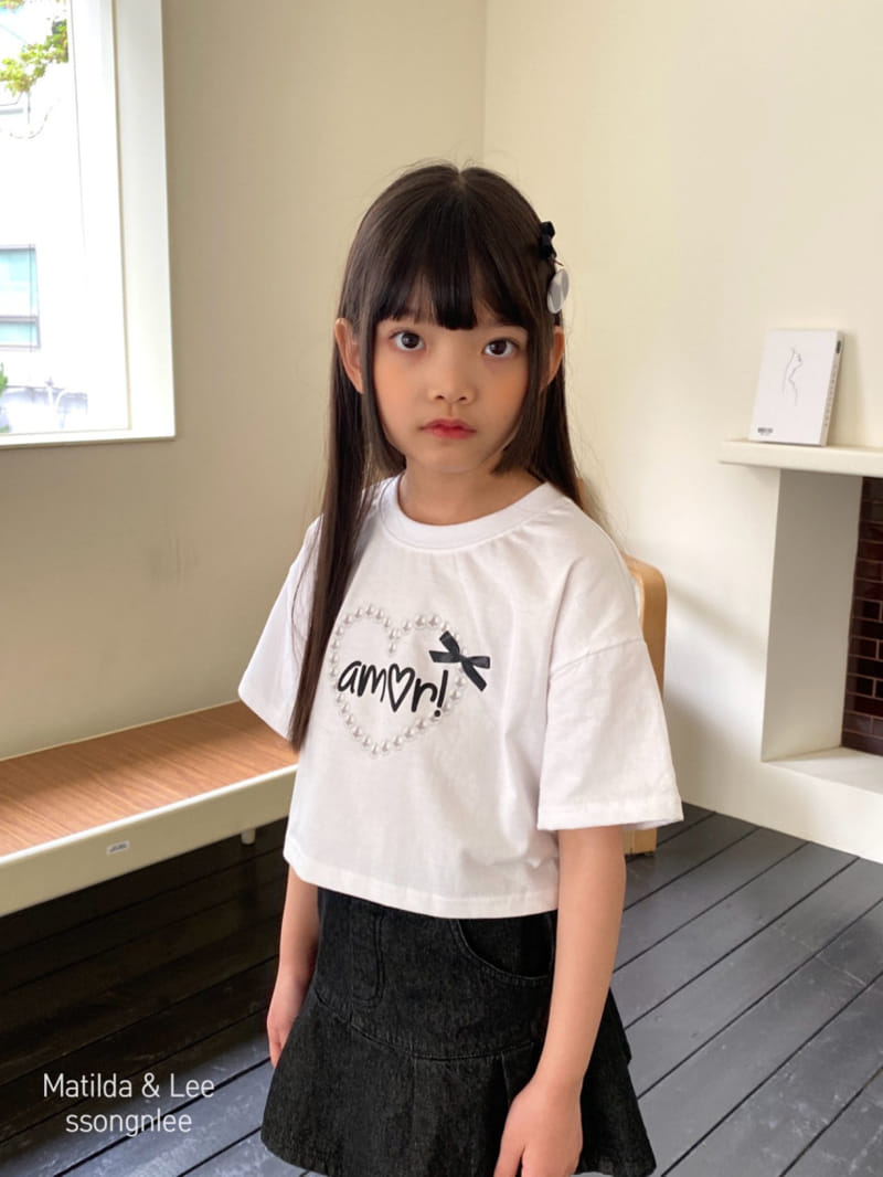 Matilda & Lee - Korean Children Fashion - #magicofchildhood - Pearl Heart Crop Tee