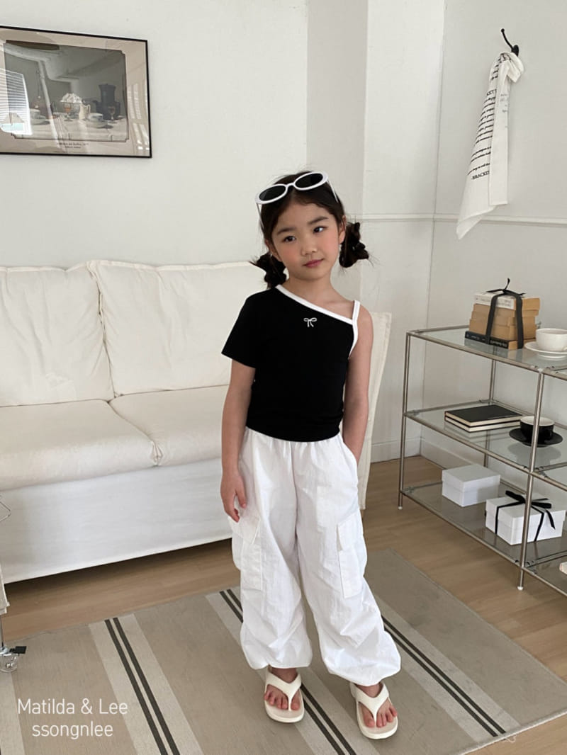 Matilda & Lee - Korean Children Fashion - #magicofchildhood - Ribbon Short Sleeve Shoulder Slit Tee - 6