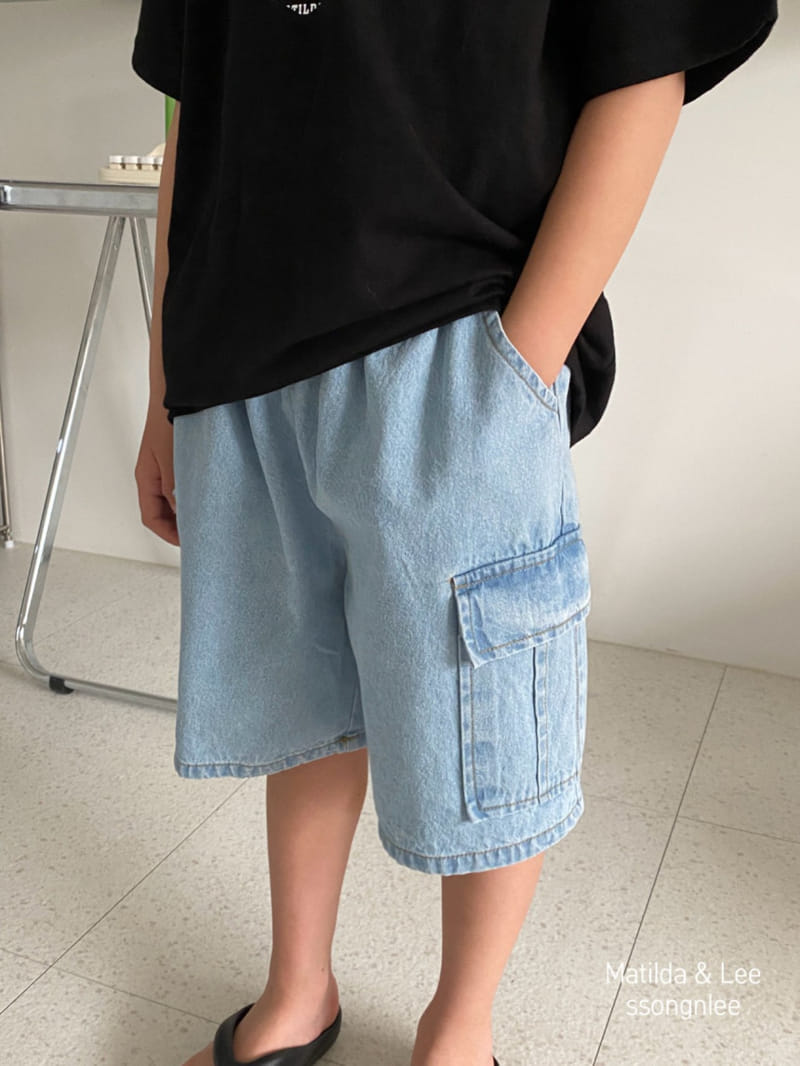 Matilda & Lee - Korean Children Fashion - #minifashionista - Loose Fit Cargo Denim Shorts