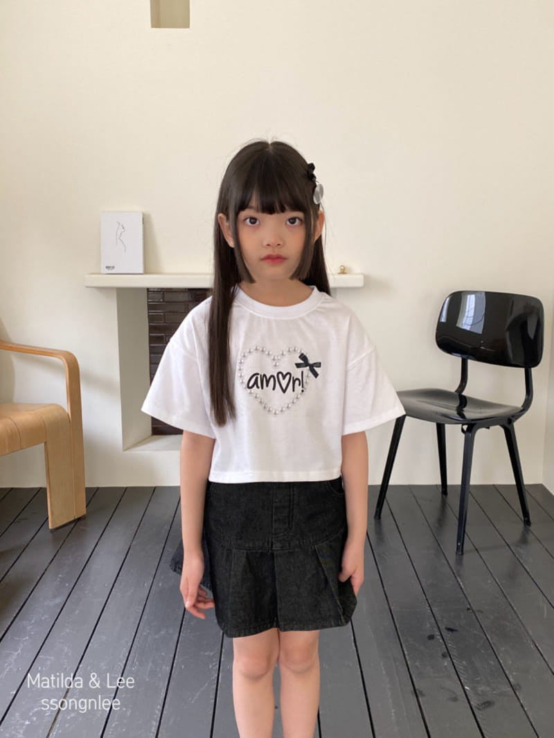 Matilda & Lee - Korean Children Fashion - #minifashionista - Pearl Heart Crop Tee - 2