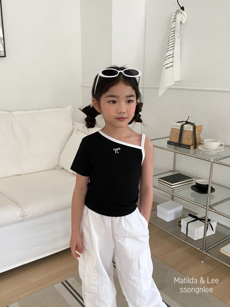 Matilda & Lee - Korean Children Fashion - #minifashionista - Ribbon Short Sleeve Shoulder Slit Tee - 7