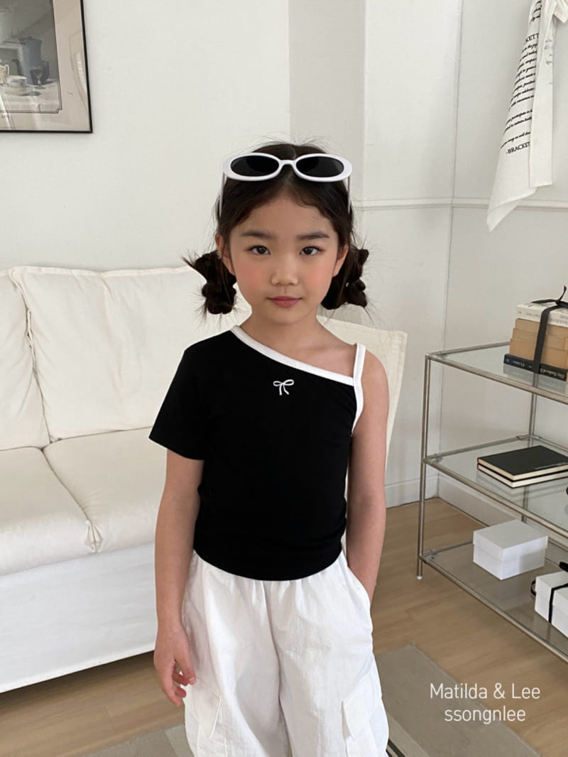 Matilda & Lee - Korean Children Fashion - #prettylittlegirls - Ribbon Short Sleeve Shoulder Slit Tee - 8