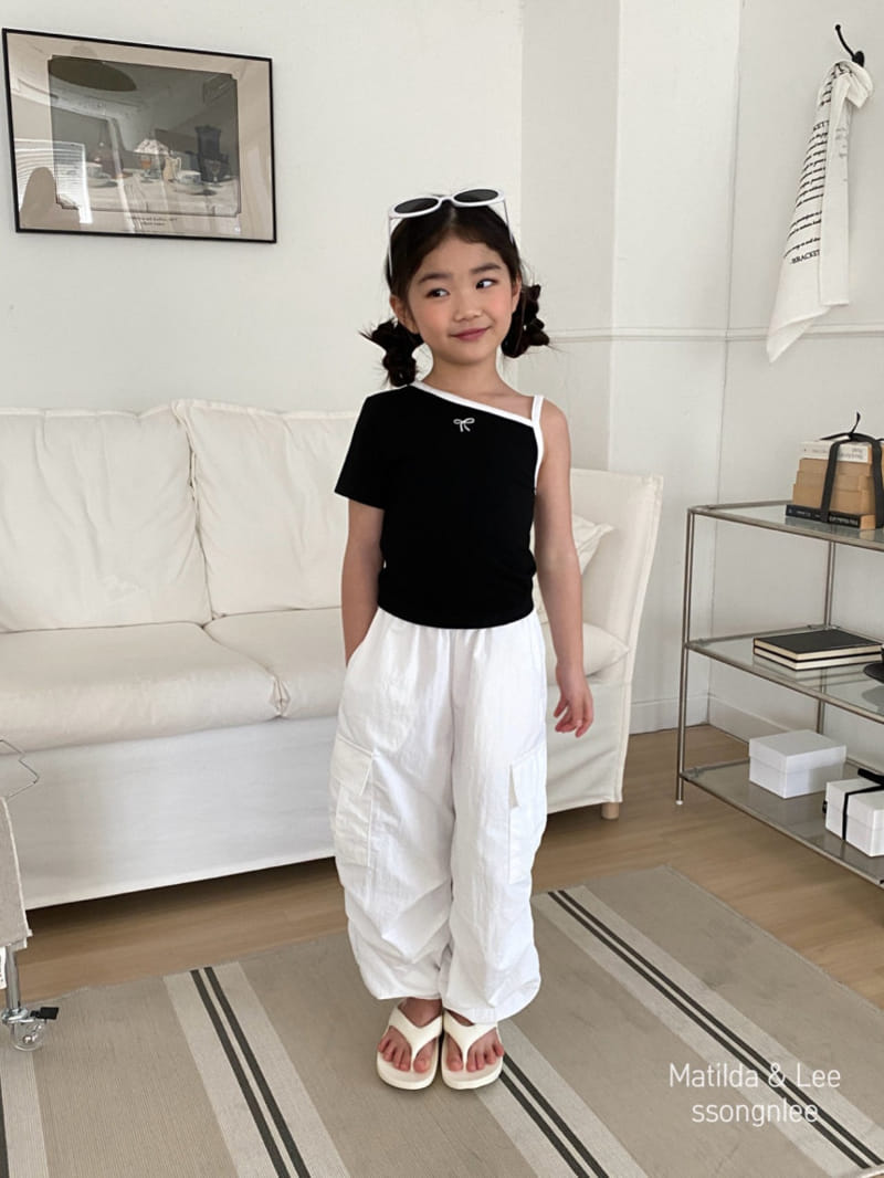 Matilda & Lee - Korean Children Fashion - #todddlerfashion - Ribbon Short Sleeve Shoulder Slit Tee - 9