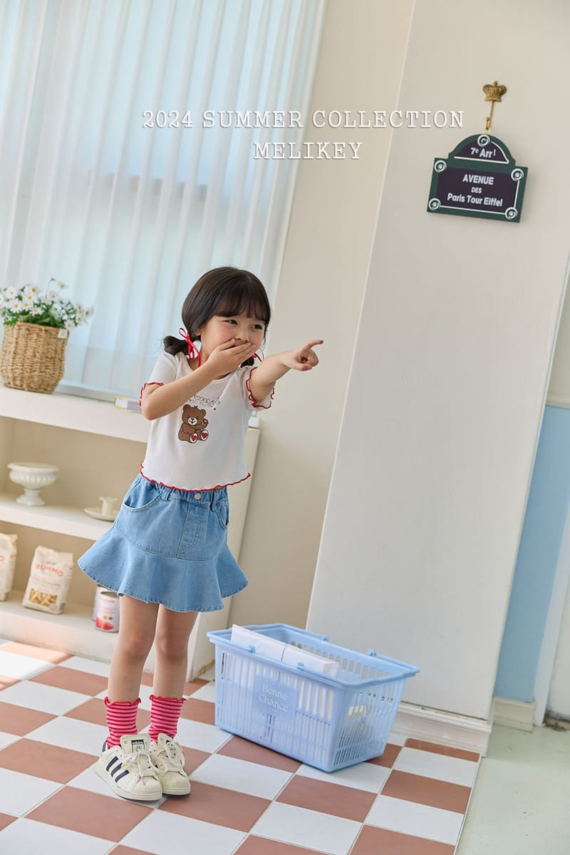 Melikey - Korean Children Fashion - #stylishchildhood - Flare Short Denim Skirt - 4